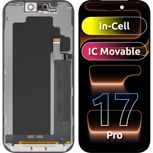 Displej s dotykovou obrazovkou ZY pre Apple iPhone 17 Pro, s rámom, verzia LCD In-Cell IC Movable, čierna