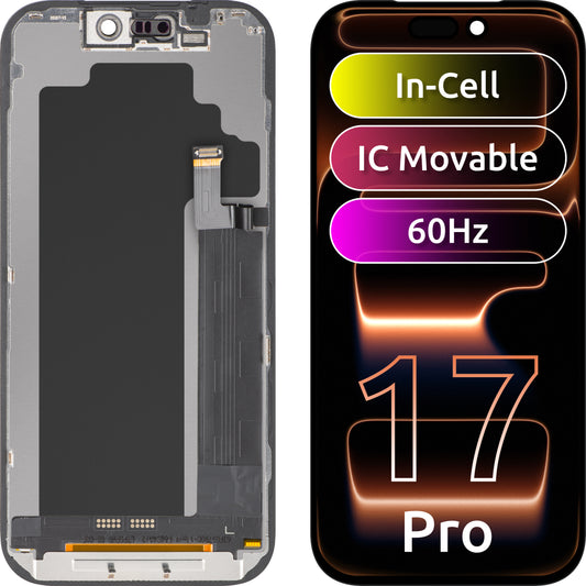 Displej s dotykovou obrazovkou ZY pre Apple iPhone 17 Pro, s rámom, verzia LCD In-Cell IC Movable, čierna