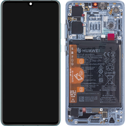 Touchscreen Display Huawei P30, with Frame and Battery, Blue (Breathing Crystal), Service Pack 02354HMF