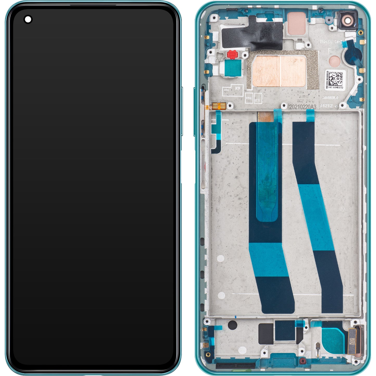 Xiaomi Mi 11 Lite 5G dotykový displej s rámom, zelený, servisný balíček 56000H00K900