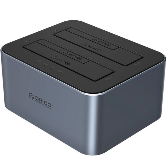 Dokovacia stanica Orico 6626C3-C-V1 2-Drive pre HDD / SSD SATA 2,5 palca / 3,5 palca, sivá