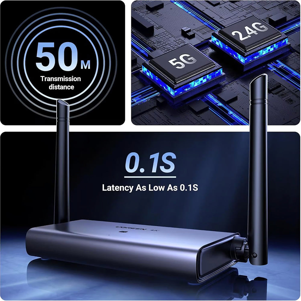 Bezdrôtový HDMI extender UGREEN CM586, 4K, čierny