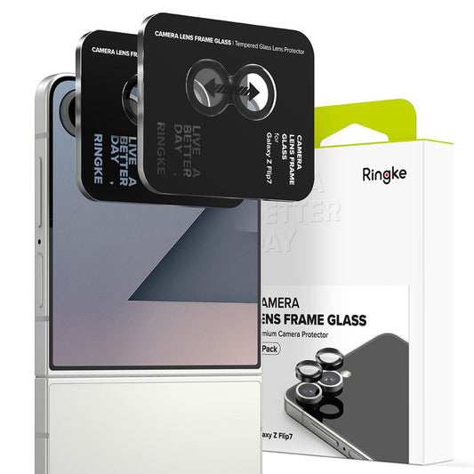 Ochranná fólia na zadnú kameru Ringke pre Samsung Galaxy Z Flip7 F766, Tvrdené sklo, Sada 2 kusy, Čierna