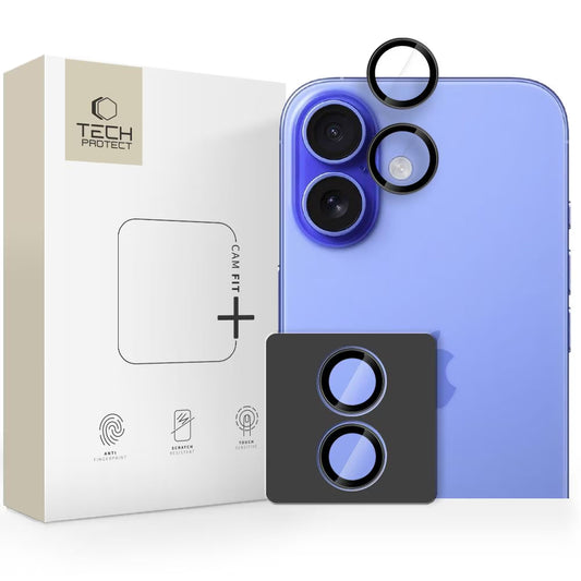 Ochranná fólia na zadnú kameru Tech-Protect CamRing Fit+ pre Apple iPhone 17, Kalené sklo, Čierna