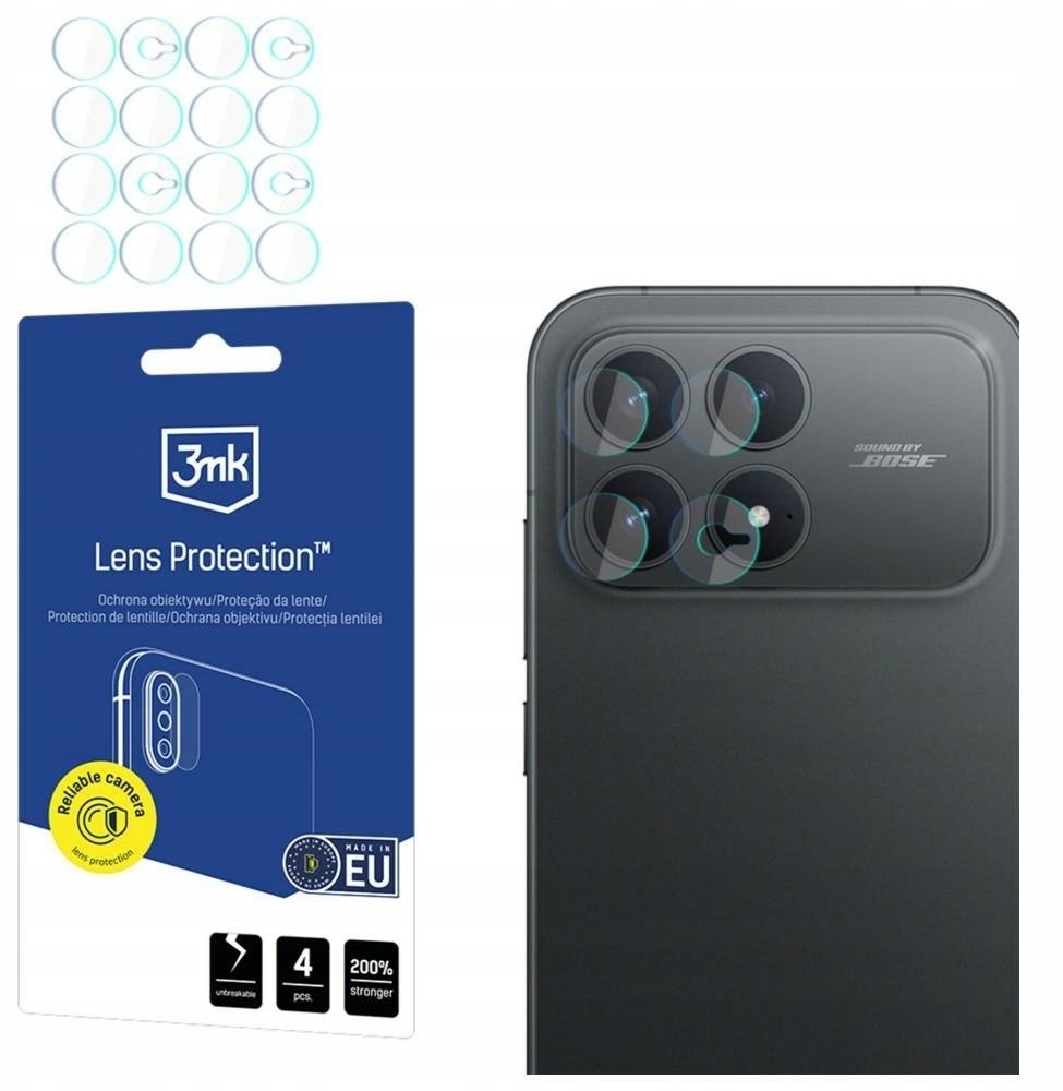 Ochranná fólia na zadnú kameru 3MK Lens pre Xiaomi Poco F8 Pro, flexibilné sklo, sada 4 kusov, priehľadná
