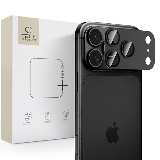 Ochranná fólia na zadnú kameru Tech-Protect CamFull Fit+ pre Apple iPhone 18 Pro Max, tvrdené sklo, čierna