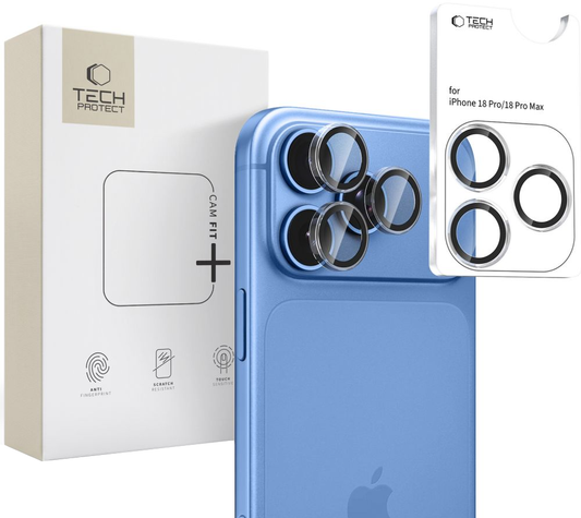 Ochranná fólia na zadnú kameru Tech-Protect CamRing Fit+ pre Apple iPhone 18 Pro / 18 Pro Max, tvrdené sklo, priehľadná