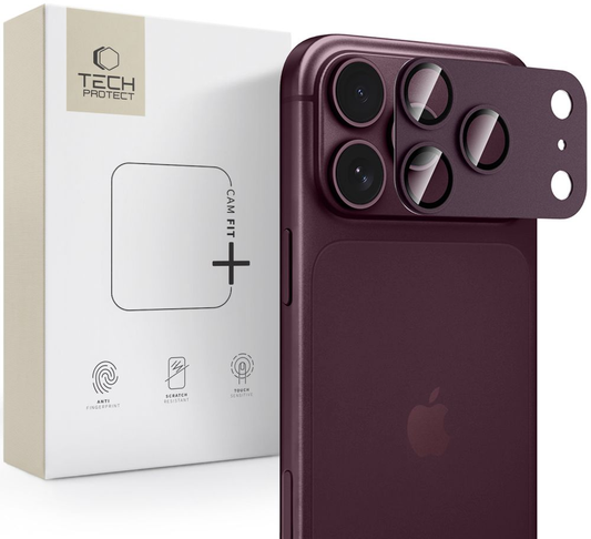 Ochranná fólia na zadnú kameru Tech-Protect CamFull Fit+ pre Apple iPhone 18 Pro, tvrdené sklo, vínová