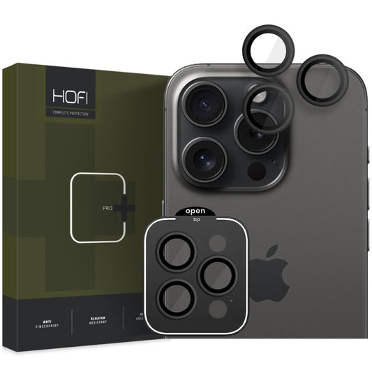 Ochranná fólia na zadnú kameru HOFI CamRing PRO+ pre Apple iPhone 15 Pro Max / 15 Pro, tvrdené sklo, čierna