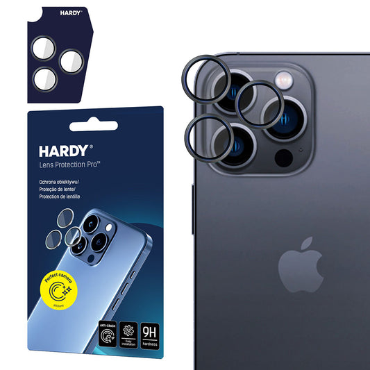 Ochranná fólia zadnej kamery 3MK Hardy Protection Pro pre Apple iPhone 16 Pro Max / 16 Pro, tvrdené sklo, čierna