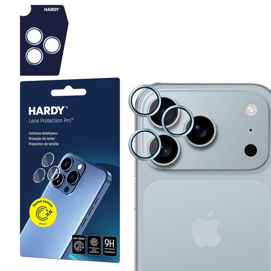 Ochranná fólia na zadnú kameru 3MK Hardy Protection Pro pre Apple iPhone 17 Pro Max / 17 Pro, Tvrdené sklo, Modrá