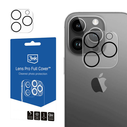 Ochranná fólia na zadnú kameru 3MK Pro Full Cover pre Apple iPhone 14 Pro, tvrdené sklo, priehľadná