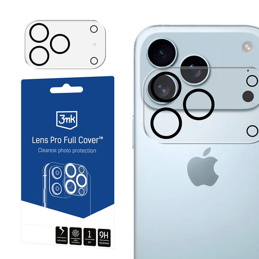 Ochranná fólia 3MK Pro Full Cover na zadnú kameru pre Apple iPhone 17 Pro Max, Tvrdené sklo, Čierna
