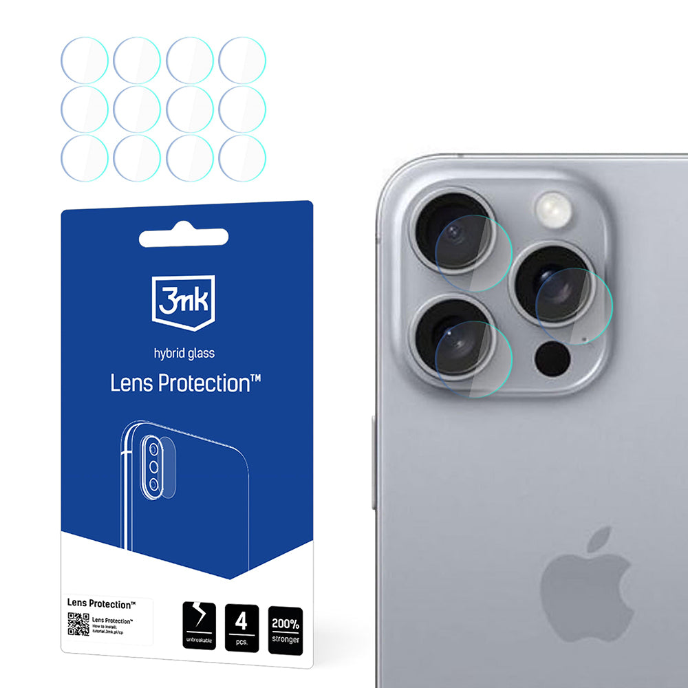 Ochranná fólia na zadnú kameru 3MK Protection pre Apple iPhone 16 Pro Max, flexibilné sklo, sada 4 kusov, priehľadná