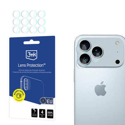 Ochranná fólia 3MK Protection na zadnú kameru pre Apple iPhone 17 Pro Max, Kalené sklo, Sada 4 kusov, Priehľadná