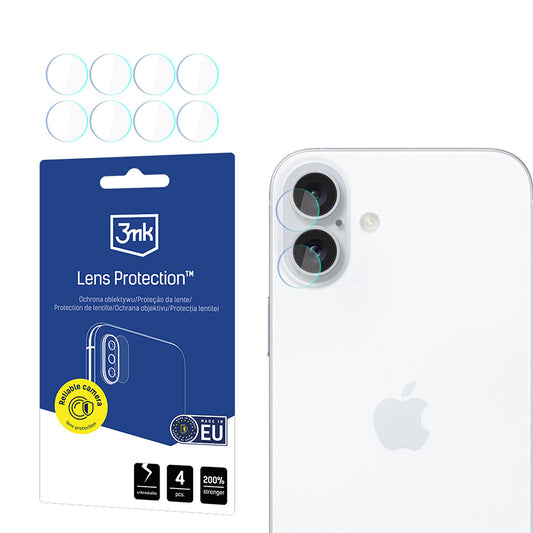 Ochranná fólia na zadnú kameru 3MK Protection pre Apple iPhone 17, Kalené sklo, Sada 4 kusov, Priehľadná
