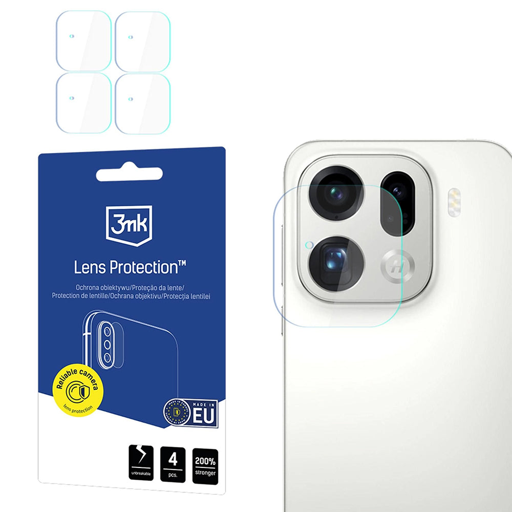 Ochranná fólia na zadnú kameru 3MK Protection pre Oppo Find X9 Pro, Kalené sklo, Sada 4 kusov, Priehľadná