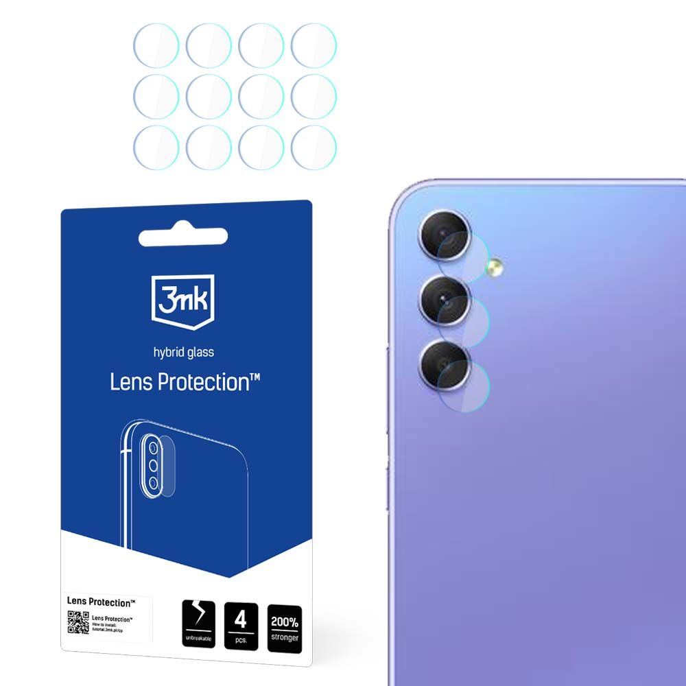 Ochranná fólia na zadnú kameru 3MK Protection pre Samsung Galaxy A55 5G A556 / A35 5G A356, flexibilné sklo, sada 4 kusy, priehľadná