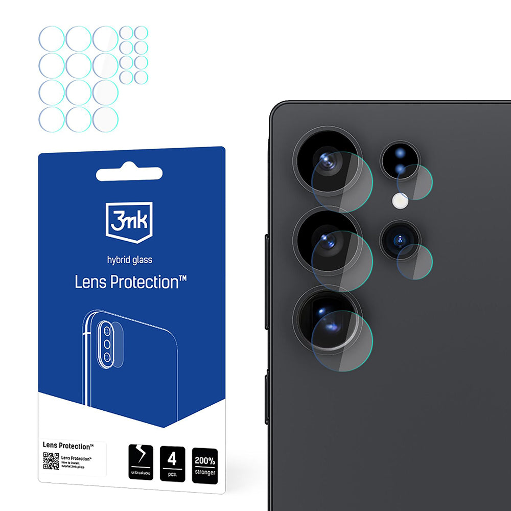 Ochranná fólia na zadnú kameru 3MK Protection pre Samsung Galaxy S25 Ultra S938, flexibilné sklo, sada 4 kusov, priehľadná