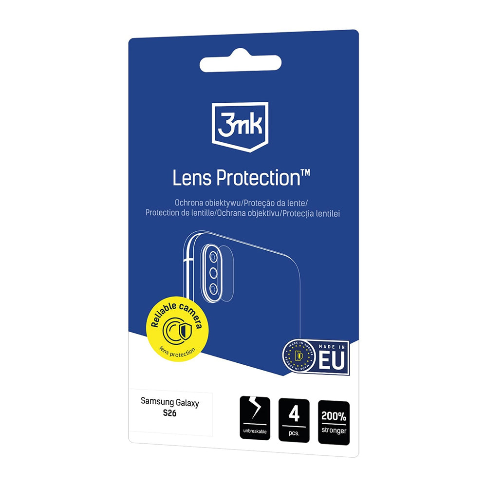 Ochranná fólia na zadnú kameru 3MK Protection pre Samsung Galaxy S26 S942, Kalené sklo, Sada 4 kusov, Priehľadná