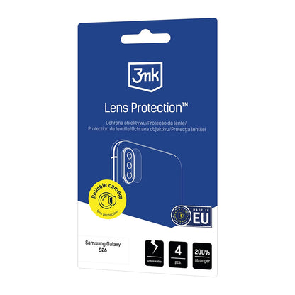 Ochranná fólia na zadnú kameru 3MK Protection pre Samsung Galaxy S26 S942, Kalené sklo, Sada 4 kusov, Priehľadná
