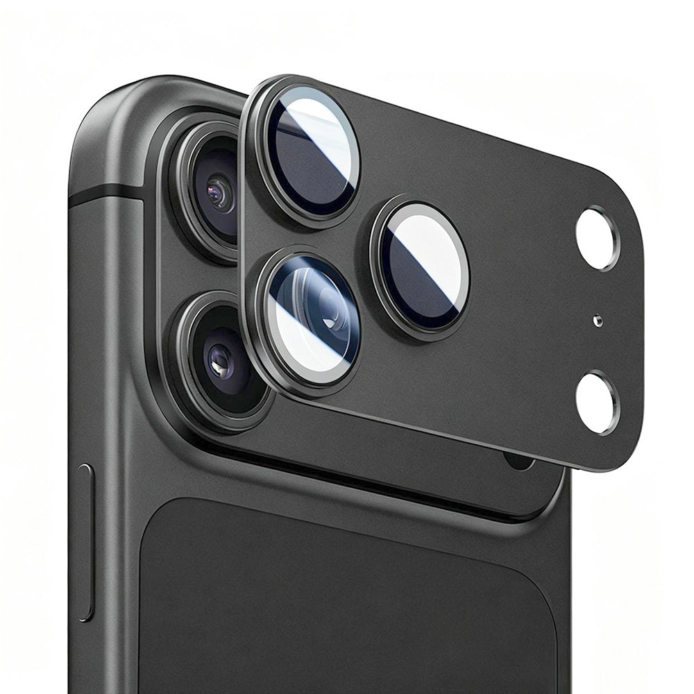 Ochranné sklo na zadný fotoaparát Blueo Integrated Metal pre Apple iPhone 18 Pro Max, tvrdené sklo, čierne