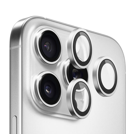 Ochranná fólia na zadnú kameru Blueo Metal Frame pre Apple iPhone 16 Pro Max / 16 Pro, tvrdené sklo, strieborná