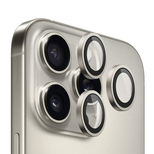 Ochranná fólia na zadnú kameru Blueo Metal Frame pre Apple iPhone 16 Pro Max / 16 Pro, tvrdené sklo, kovovo sivá