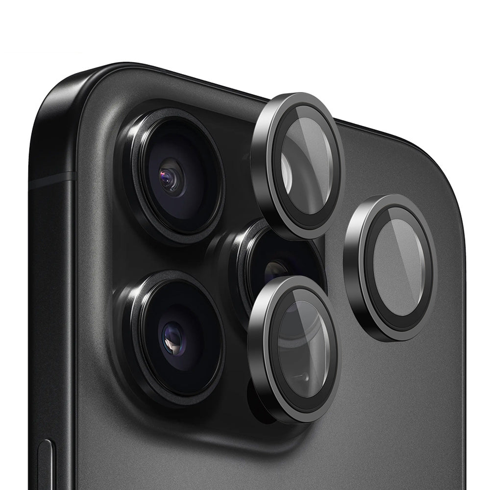Ochranná fólia na zadnú kameru Blueo Metal Frame pre Apple iPhone 16 Pro Max / 16 Pro, tvrdené sklo, čierna