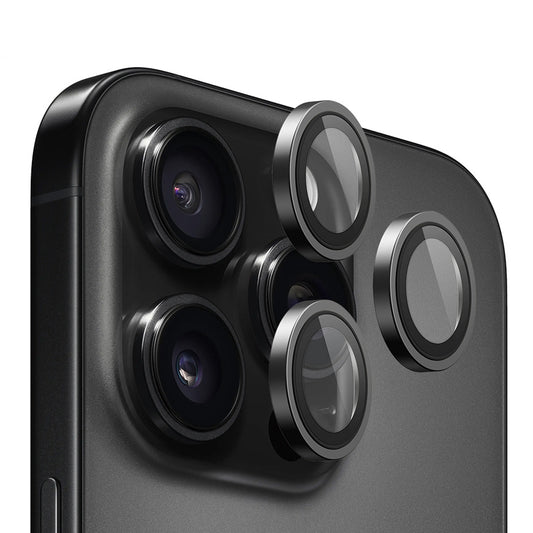 Ochranná fólia na zadnú kameru Blueo Metal Frame pre Apple iPhone 16 Pro Max / 16 Pro, tvrdené sklo, čierna