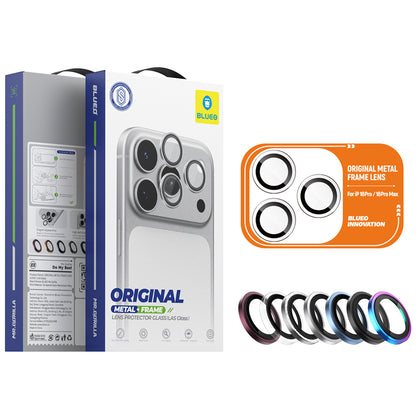 Ochranné sklo na zadný fotoaparát Blueo Metal Frame pre Apple iPhone 18 Pro / 18 Pro Max, tvrdené sklo, čierne