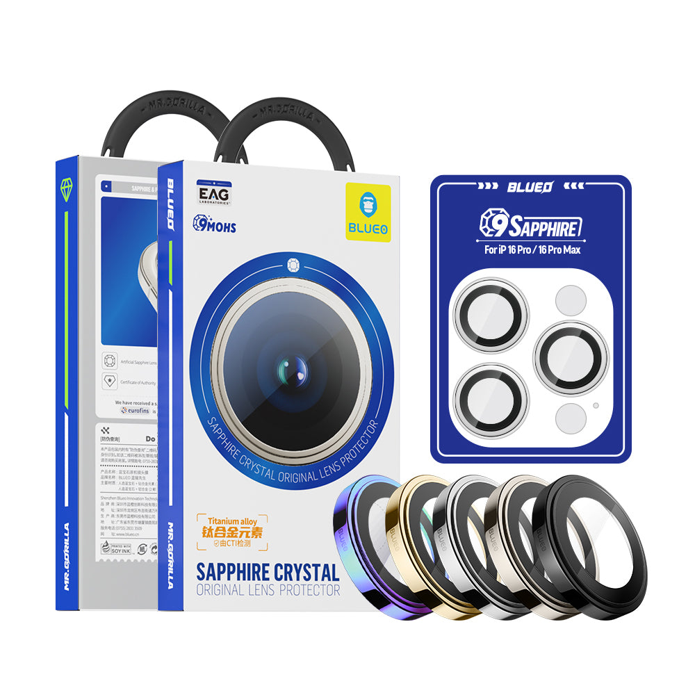 Ochranná fólia na zadnú kameru Blueo Sapphire Crystal pre Apple iPhone 16 Pro Max / 16 Pro, tvrdené sklo, strieborná
