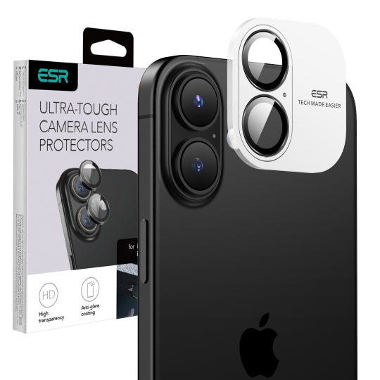 Ochranná fólia ESR Armorite na zadnú kameru pre Apple iPhone 17 / 16 Plus / 16, Kalené sklo, Čierna