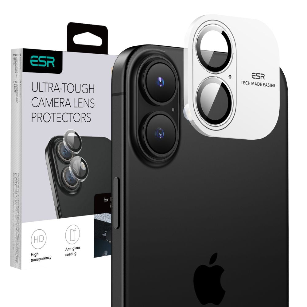 Ochranná fólia ESR Armorite na zadnú kameru pre Apple iPhone 17 / 16 Plus / 16, Kalené sklo, Priehľadná