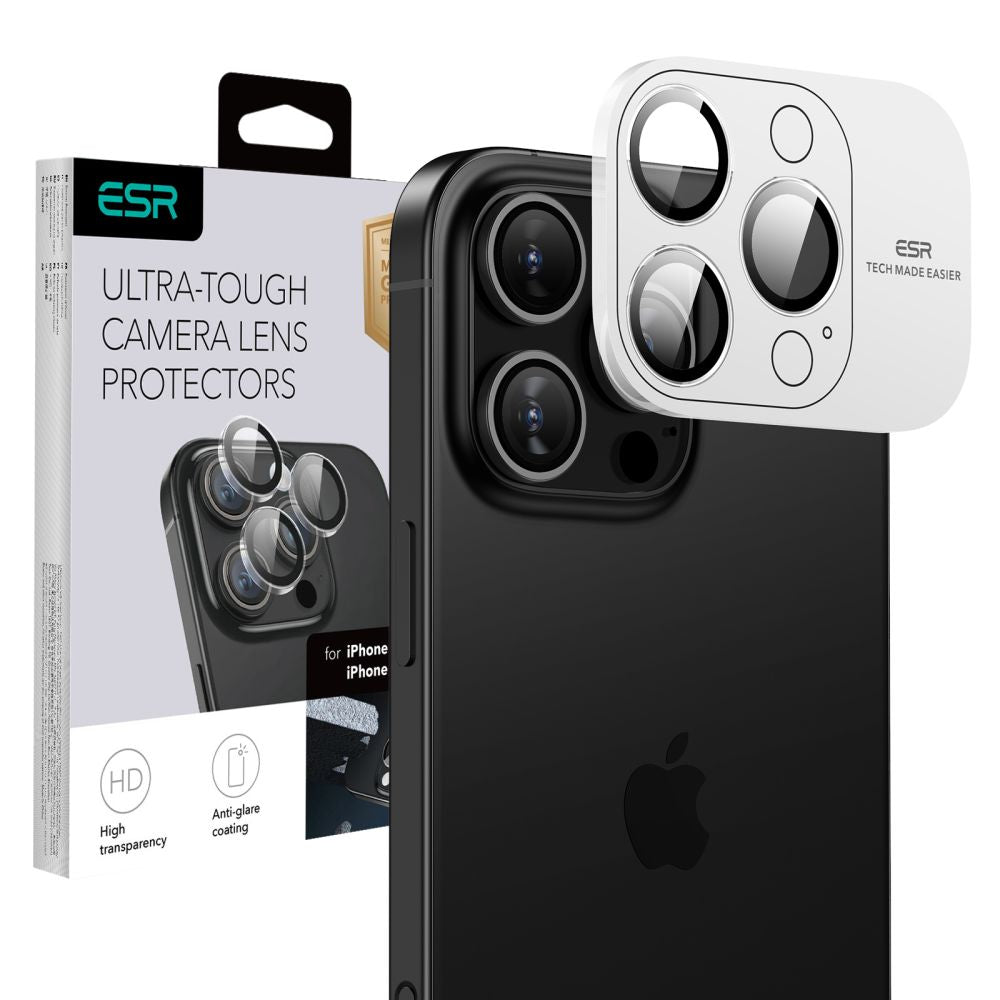 Ochranná fólia ESR Armorite na zadnú kameru pre Apple iPhone 17 Pro Max / 17 Pro / 16 Pro Max / 16 Pro, Kalené sklo, Priehľadná