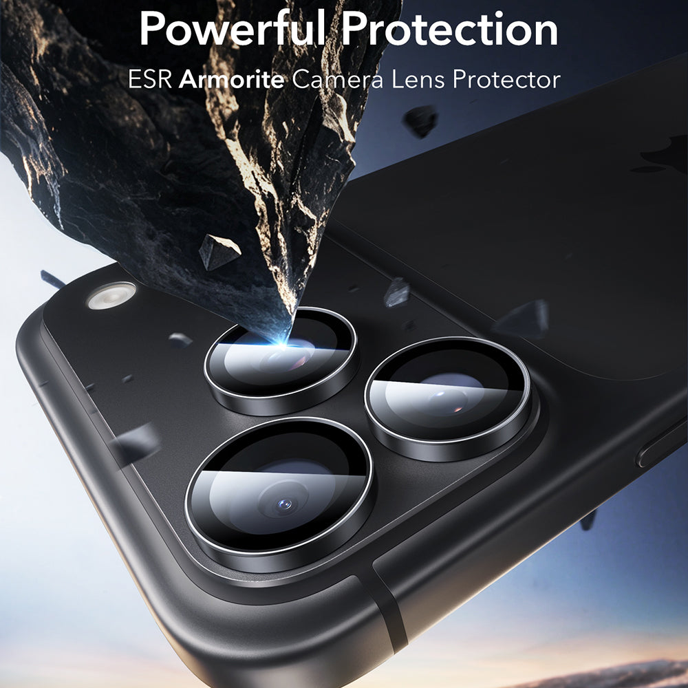 Ochranná fólia na zadnú kameru ESR Armorite pre Apple iPhone 18 Pro / 18 Pro max, tvrdené sklo, sada 2 kusy, čierna