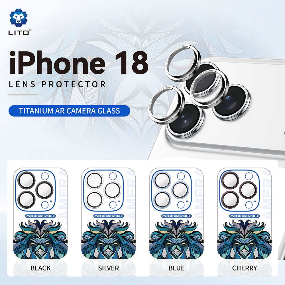 Ochranná fólia na zadnú kameru Lito Titanium AR pre Apple iPhone 18 Pro / 18 Pro Max, tvrdené sklo, čierna