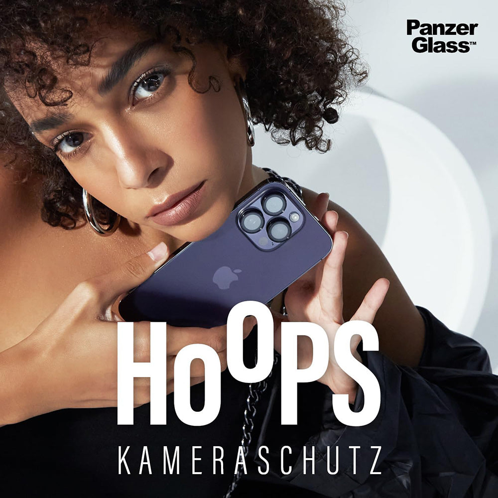 Ochranná fólia na zadnú kameru PanzerGlass Hoops Glitter pre Apple iPhone 17 / 16 Plus / 16, Kalené sklo, Strieborná