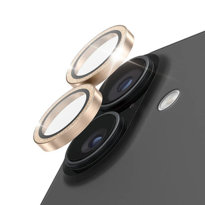 Ochranná fólia na zadnú kameru PanzerGlass Hoops Glitter pre Apple iPhone 17 / 16 Plus / 16, Tvrdené sklo, Zlatá