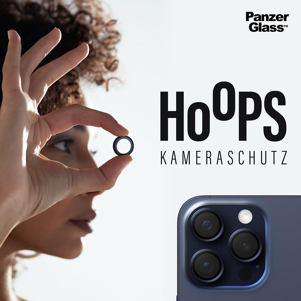 Ochranná fólia na zadnú kameru PanzerGlass Hoops Glitter pre Apple iPhone 17 / 16 Plus / 16, Tvrdené sklo, Zlatá