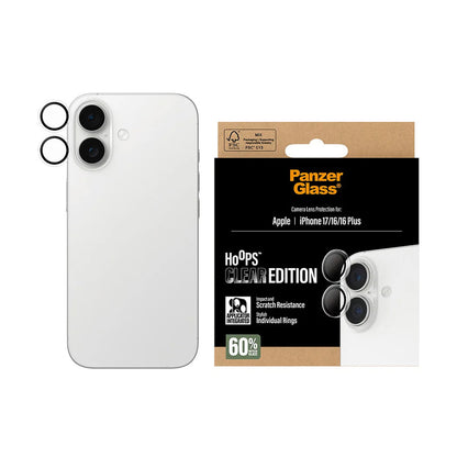 Ochranná fólia PanzerGlass Hoops na zadnú kameru pre Apple iPhone 17 / 16 Plus / 16, Kalené sklo, Priehľadná