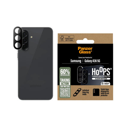 Ochranná fólia PanzerGlass Hoops na zadnú kameru pre Samsung Galaxy A36 A366, Kalené sklo, Priehľadná