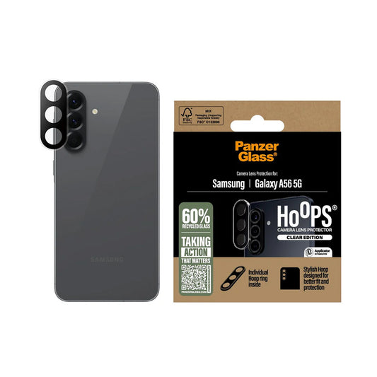Ochranná fólia PanzerGlass Hoops na zadnú kameru pre Samsung Galaxy A56 A566, Kalené sklo, Priehľadná