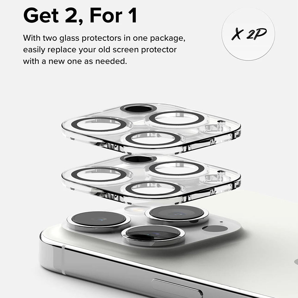 Ochranná fólia Ringke na zadnú kameru pre Apple iPhone 15 Pro Max, Kalené sklo, Sada 2 kusy, Priehľadná