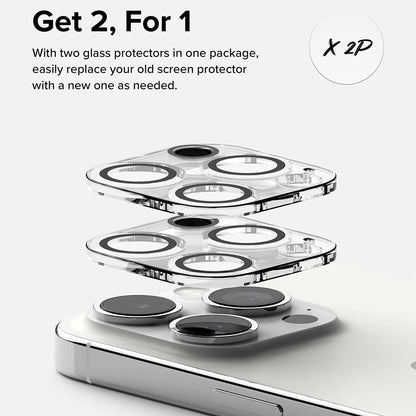 Ochranná fólia Ringke na zadnú kameru pre Apple iPhone 15 Pro Max, Kalené sklo, Sada 2 kusy, Priehľadná