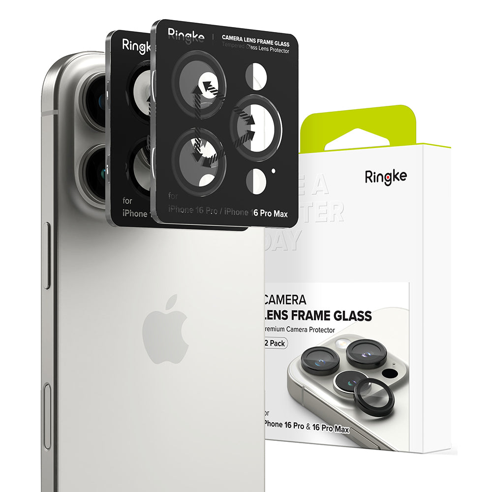 Ochranná fólia Ringke na zadnú kameru pre Apple iPhone 16 Pro Max / 16 Pro, Tvrdené sklo, Sada 2 kusy, Čierna