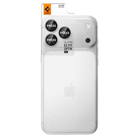 Ochranná fólia na zadnú kameru Spigen GlastR EZ FIT Optik Pro pre Apple iPhone 18 Pro / 18 Pro Max, tvrdené sklo, sada 2 kusy, strieborná AGL12046