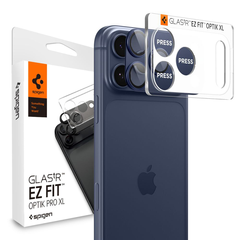 Spigen GlastR EZ FIT Optik Pro XL Rear Camera Protector for Apple iPhone 17 Pro Max, Tempered Glass, Blue