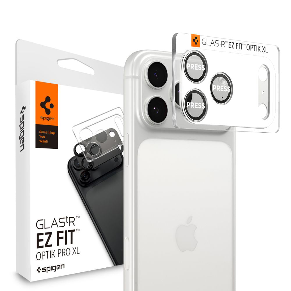 Ochranná fólia na zadnú kameru Spigen GlastR EZ FIT Optik Pro XL pre Apple iPhone 17 Pro, Tvrdené sklo, Strieborná