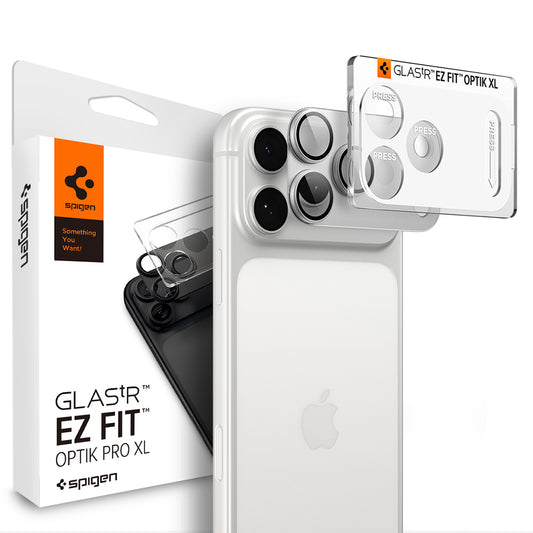 Ochranná fólia na zadnú kameru Spigen GlastR EZ FIT Optik Pro XL pre Apple iPhone 18 Pro, tvrdené sklo, strieborná AGL12038